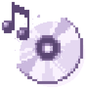 Lavender pixel-art music disc